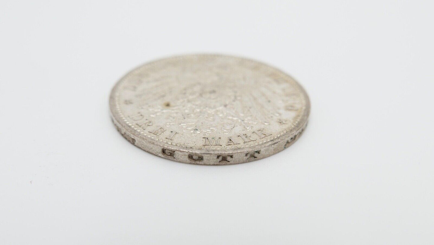 Silberhochzeit von Anhalt Friedrich II. Marie 3 Mark 1914 A Jäger J.24 VZ-STG - Antikhandel-Stuttgart