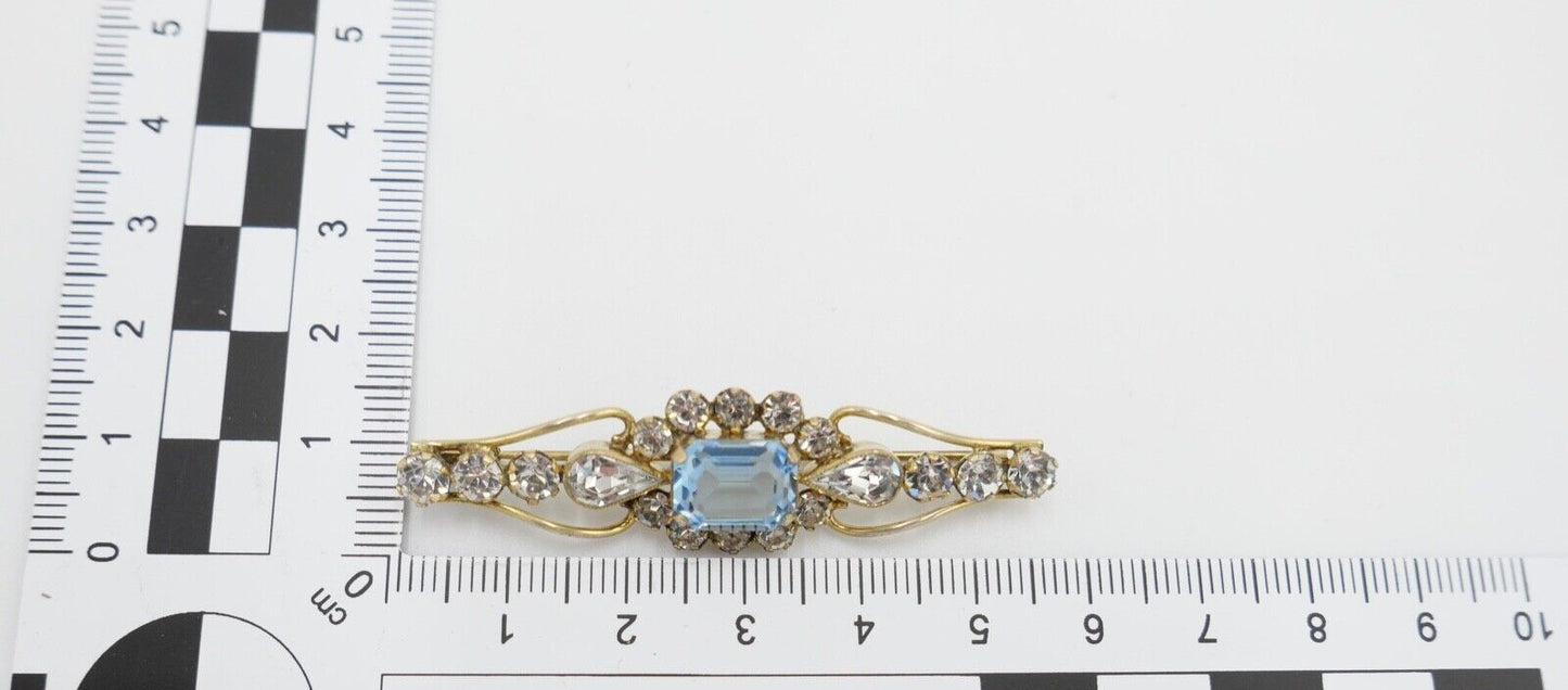 schöne alte Brosche ADbl vergoldet mit Glassteinen 58mm - Antikhandel-Stuttgart