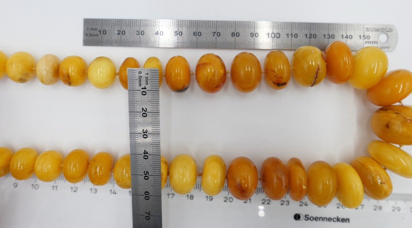 vintage XL Bernstein butterscotch Kette Halskette Collier Silber Amber 105,2 gr - Antikhandel-Stuttgart