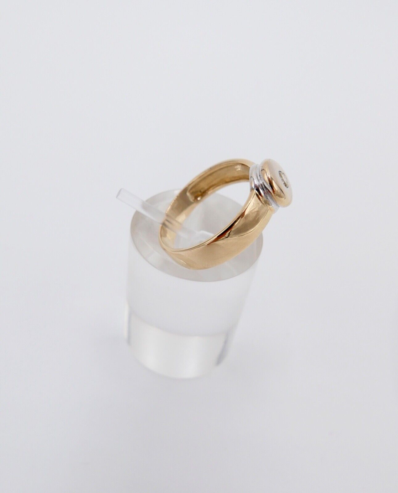 Solitär Bicolor Brillant 585 14K Fancy Yellow Gold Damen Ring 0,12 Ct Gr. 57 SI - Antikhandel-Stuttgart