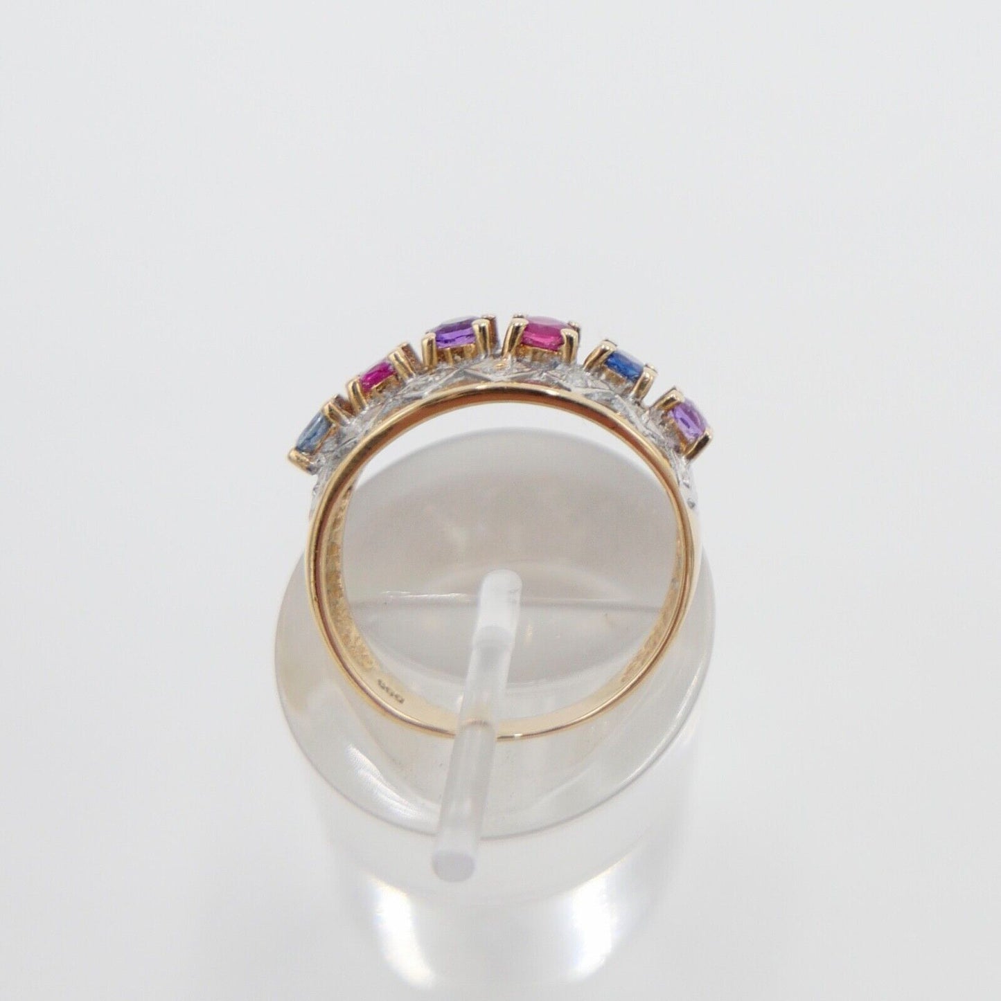 Eleganter Gelbgold Diamant Ring mit Bunten Edelsteinen 585 14K Gr. 55 - Antikhandel-Stuttgart