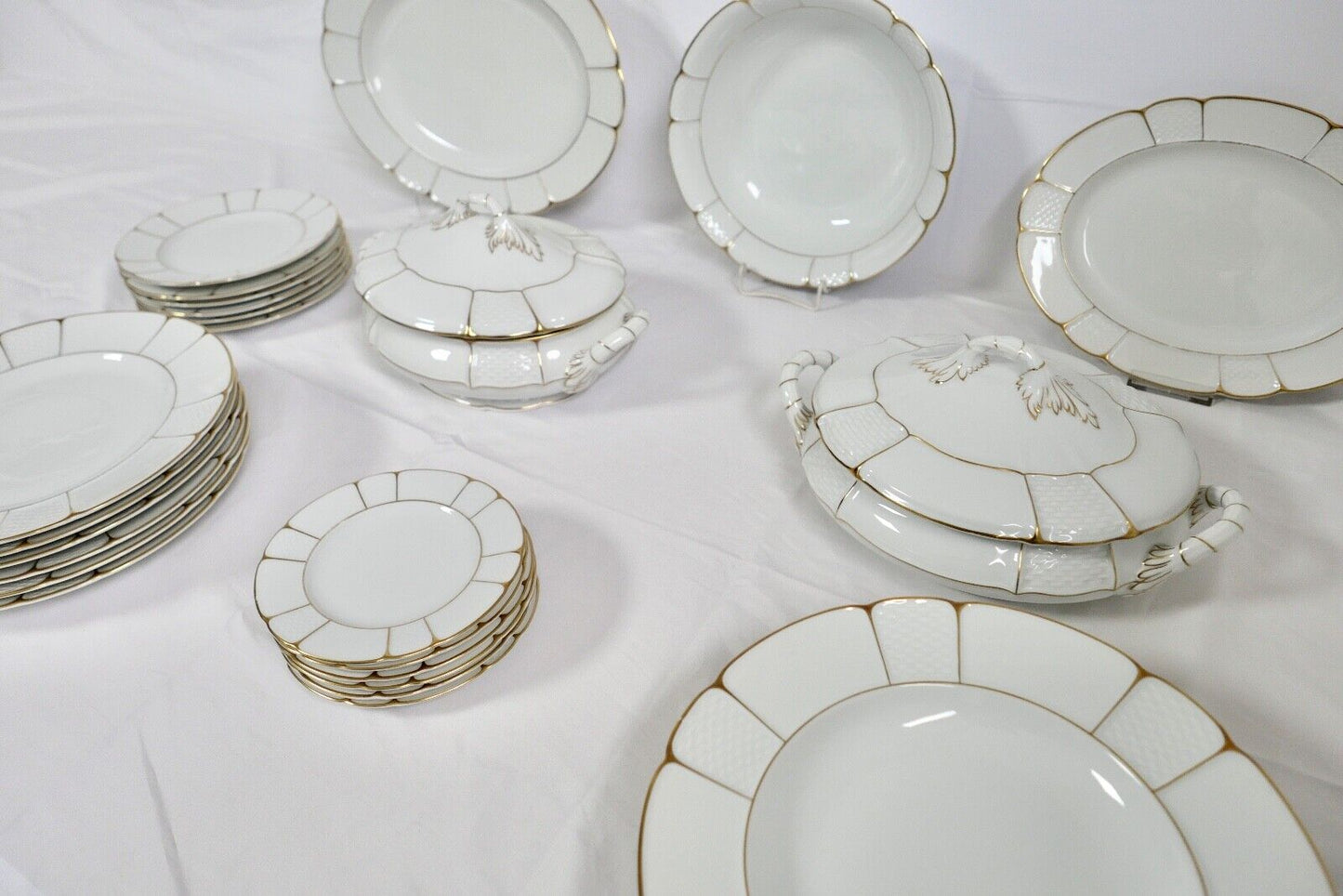 28 tlg. Rosenthal Speiseservice Ph.Rosenthal Goldrand Korbrand Barock 1930er - Antikhandel-Stuttgart