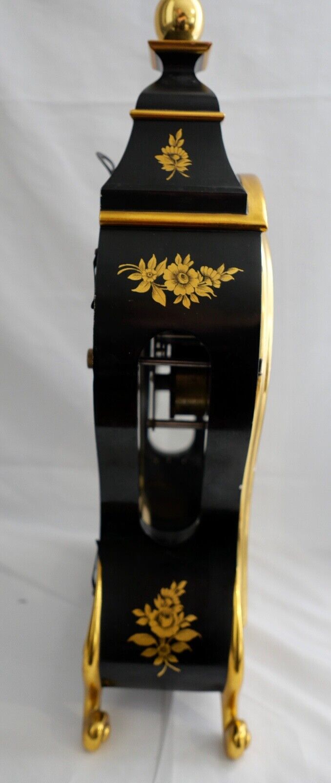 Große Pendule 46cm Tischuhr Kaminuhr RESIDENCE schwarz Gold im Stil Louis XVI - Antikhandel-Stuttgart