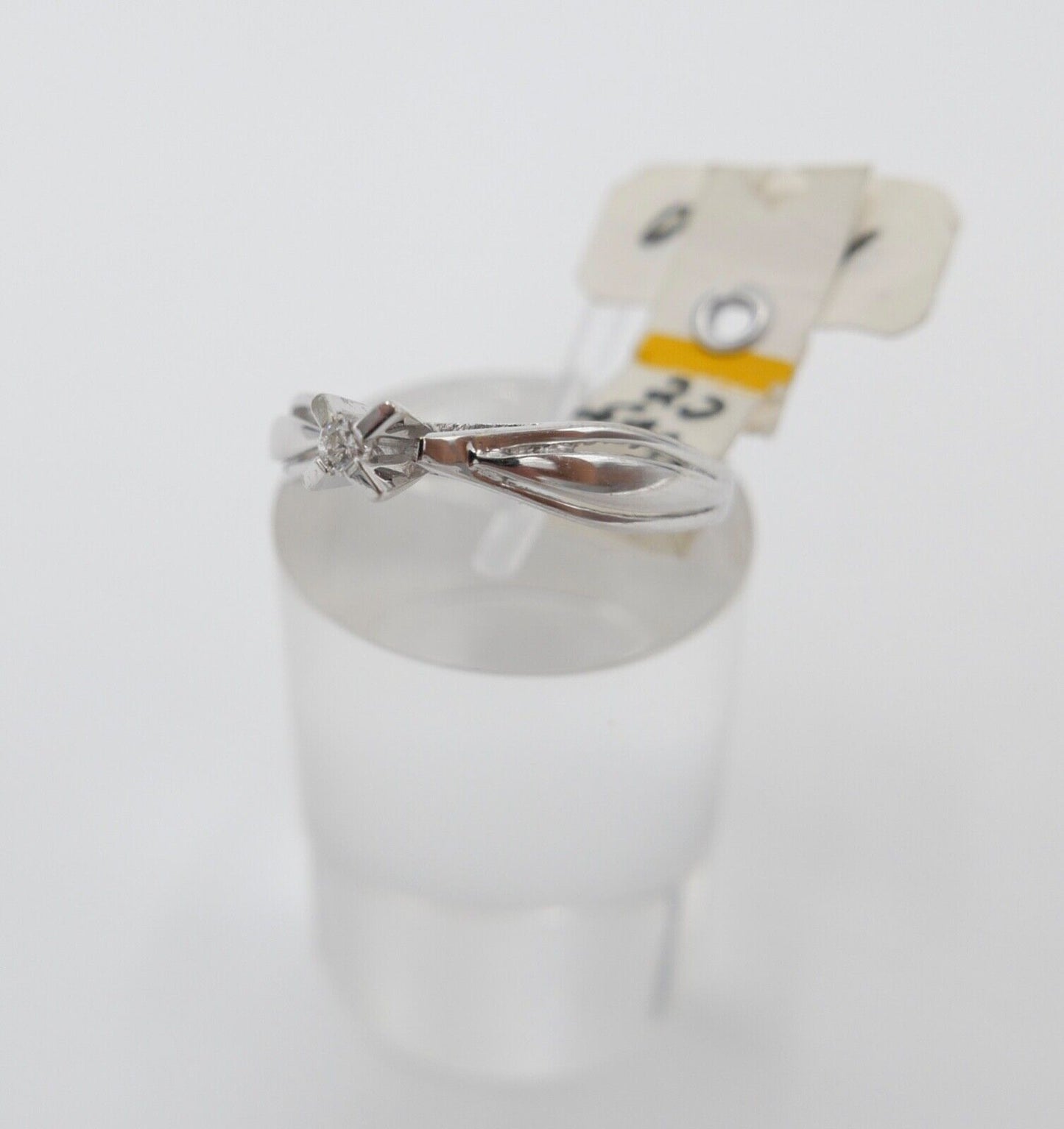 - NEU - 90er Solitär Ring Weißgold Gold 585 14K Brillant 0,05 Ct Gr. 58 - Antikhandel-Stuttgart