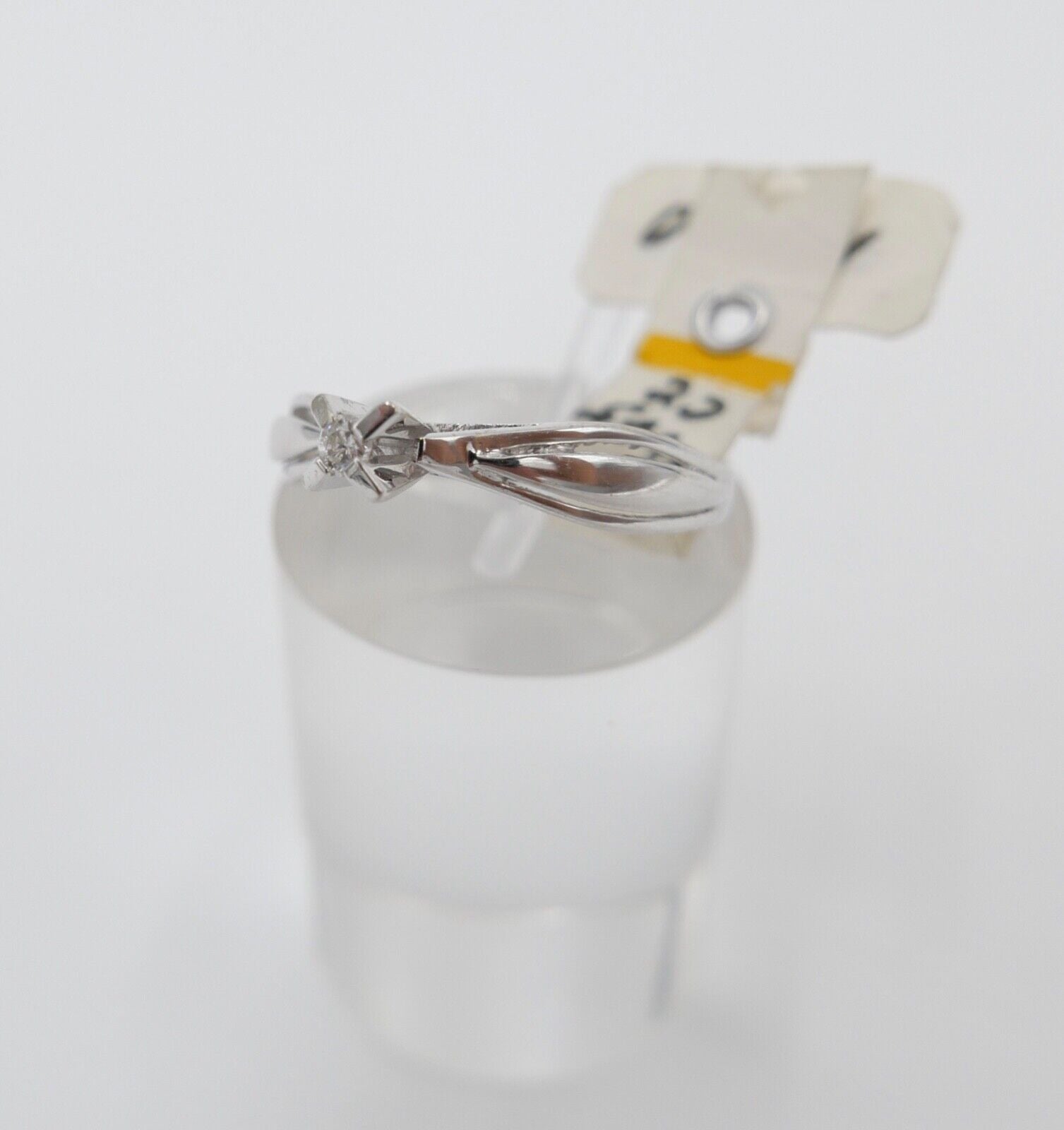 - NEU - 90er Solitär Ring Weißgold Gold 585 14K Brillant 0,05 Ct Gr. 58 - Antikhandel-Stuttgart