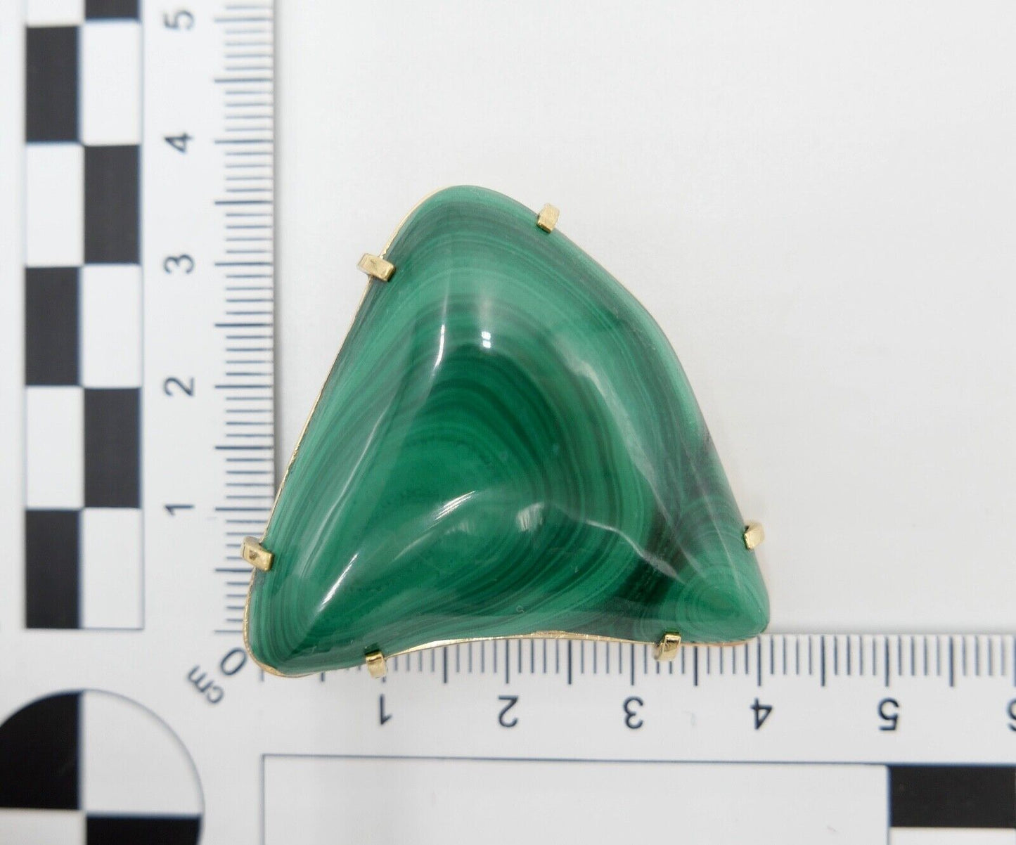 Ø 42mm Große 1980er Jahre Malachit Gold Brosche 585 / 14K - Antikhandel-Stuttgart