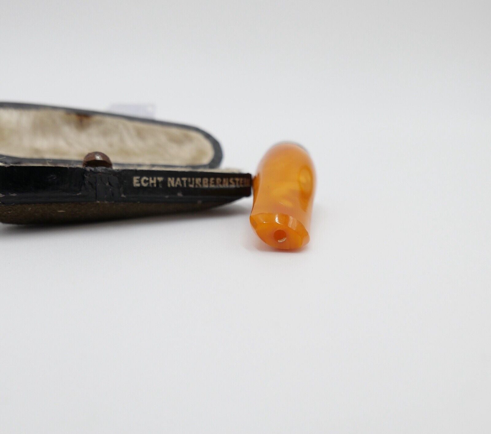Bernstein Butterscotch Zigarrenspitze Box cigarette holder Amber 925 Silber - Antikhandel-Stuttgart