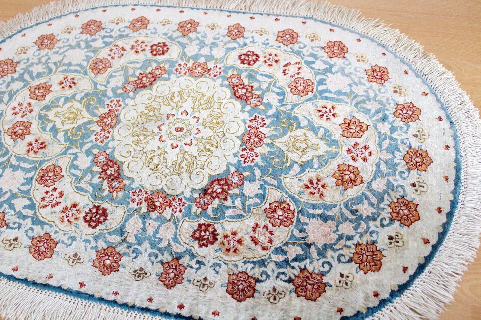 Ghom Orientteppich Perserteppich Seide Handgeknüpft 75x50 cm 1 Mio Knoten Läufer - Antikhandel-Stuttgart