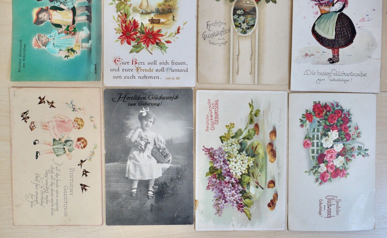 antike Ansichtskarten Postkarten Briefmarken GEBURTSTAG BIRTHDAY dt. Reich USA - Antikhandel-Stuttgart