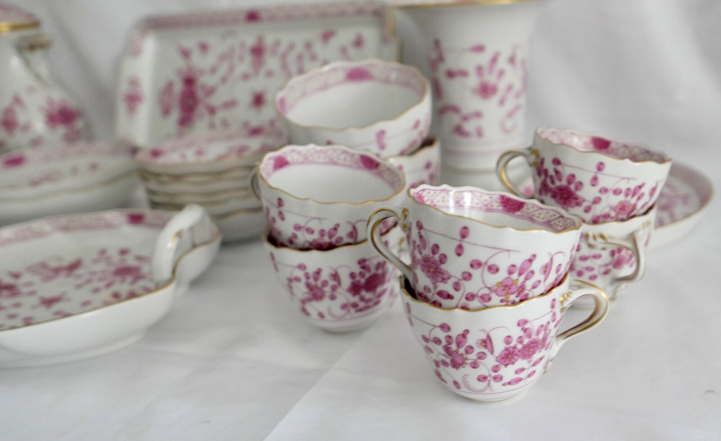 Meissen 1. Wahl Kaffee Mokka Service 25 Teile Porzellan Indisch Purpur