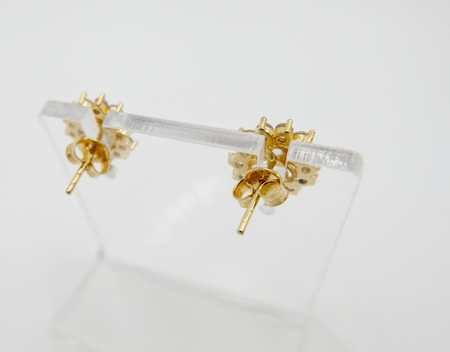 90er Jahre Gelbgold Ohrringe Ohrstecker mit Zirkonia 750 / 18K Italien 0,86 Ct - Antikhandel-Stuttgart