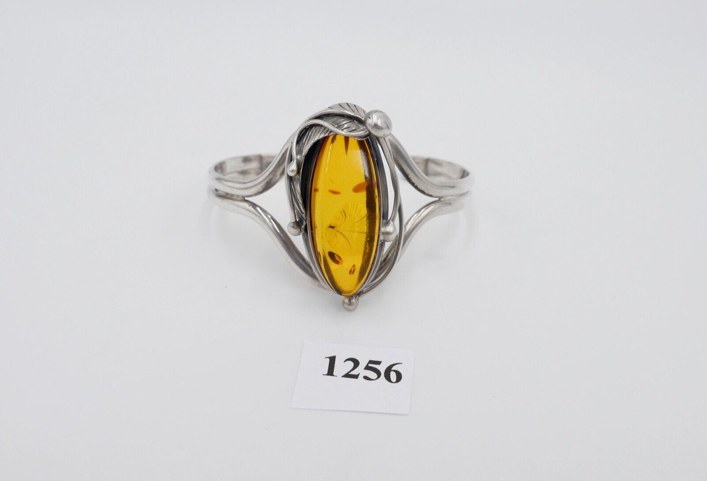 vintage Silber 925 Bernstein Armband floral Armreif Sterlingsilber - Antikhandel-Stuttgart