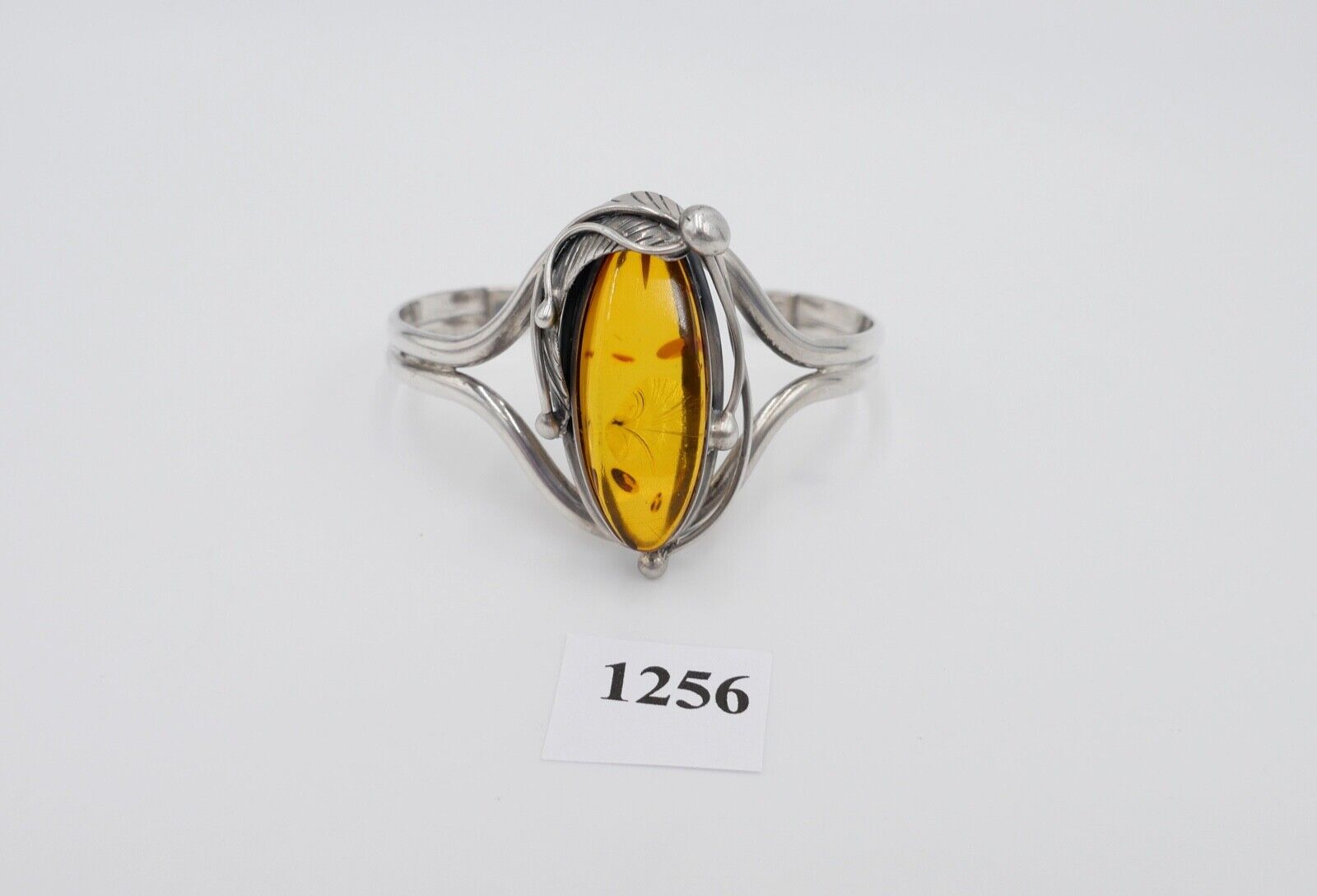 vintage Silber 925 Bernstein Armband floral Armreif Sterlingsilber - Antikhandel-Stuttgart