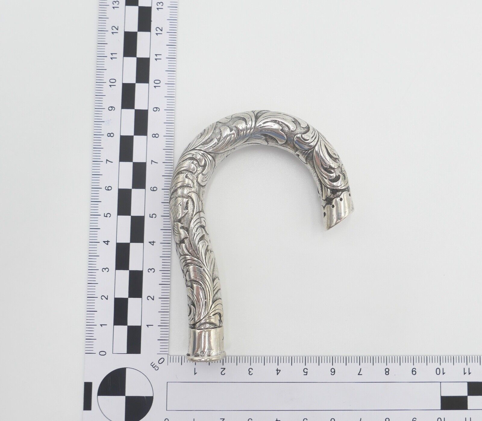 um 1900 Jugendstil Flanierstock Griff 800 Silber Monogramm JW mit Meistermarke - Antikhandel-Stuttgart