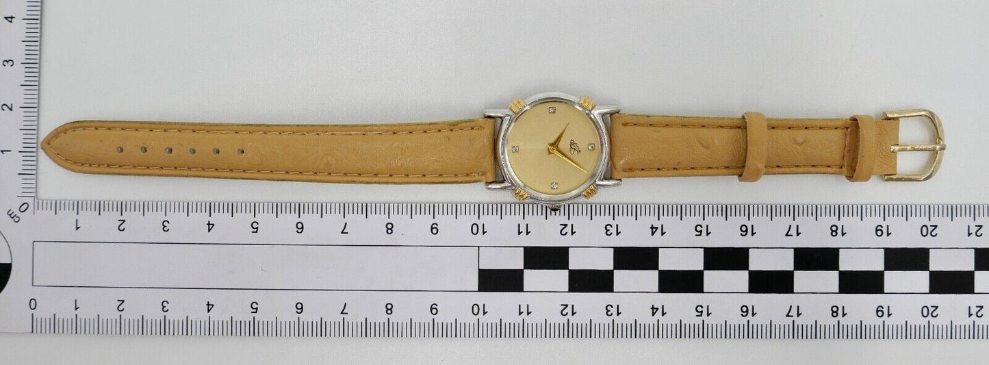 Bicolor ZentRa deZ Damenuhr mit Zirkonia im Zifferblatt NEUwertig 1980er Jahre - Antikhandel-Stuttgart