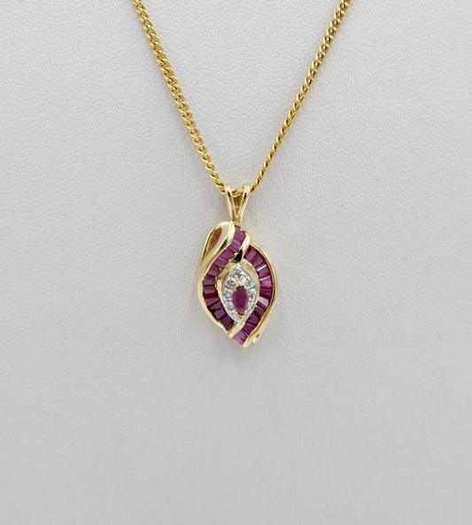 THL Samuel Aaron 10K GOLD Anhänger mit Rubinen und Diamanten - Antikhandel-Stuttgart