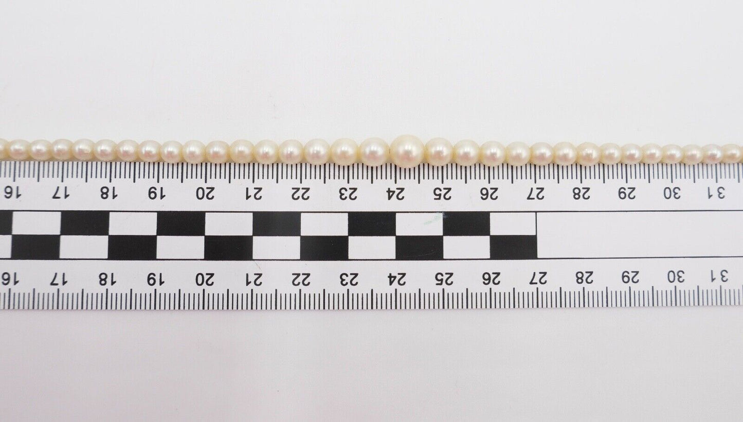 40er Jahre Perlenkette Collier Zuchtperle 47 cm Gold 585 / 14K Perlen Ø 7,1 mm - Antikhandel-Stuttgart