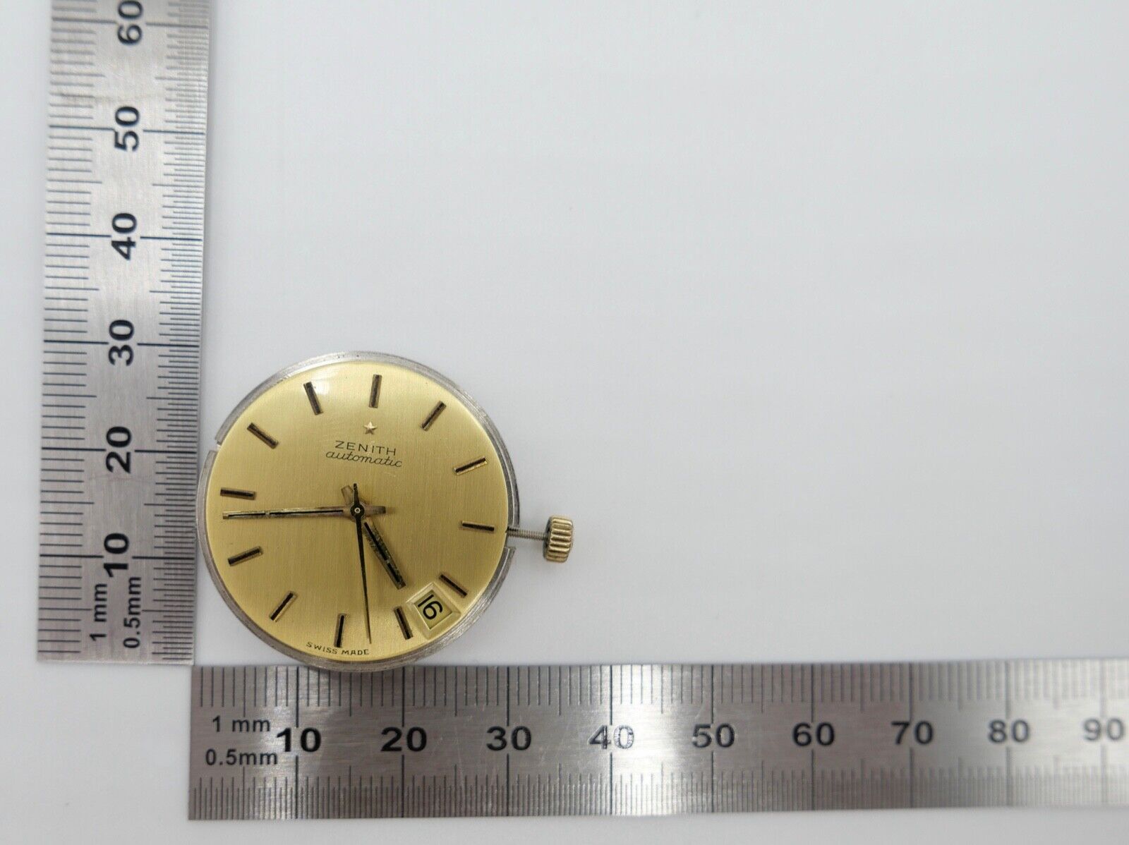 LÄUFT Zenith Cal. 408 Automatic Uhrwerk Ziffernblatt Zeiger Krone Glas - Antikhandel-Stuttgart