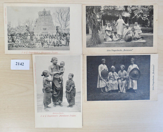 antike Ansichtskarten Postkarten " J & G. Hagenbecks " Malabaren Truppe Beduinen - Antikhandel-Stuttgart