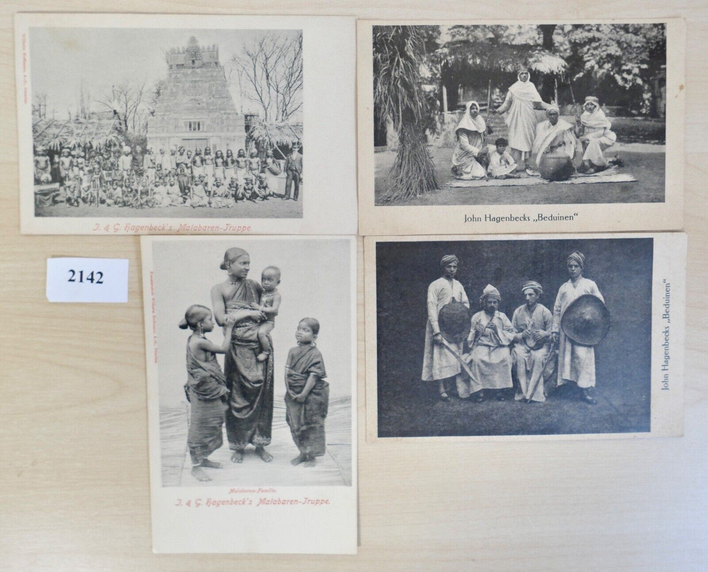 antike Ansichtskarten Postkarten " J & G. Hagenbecks " Malabaren Truppe Beduinen - Antikhandel-Stuttgart