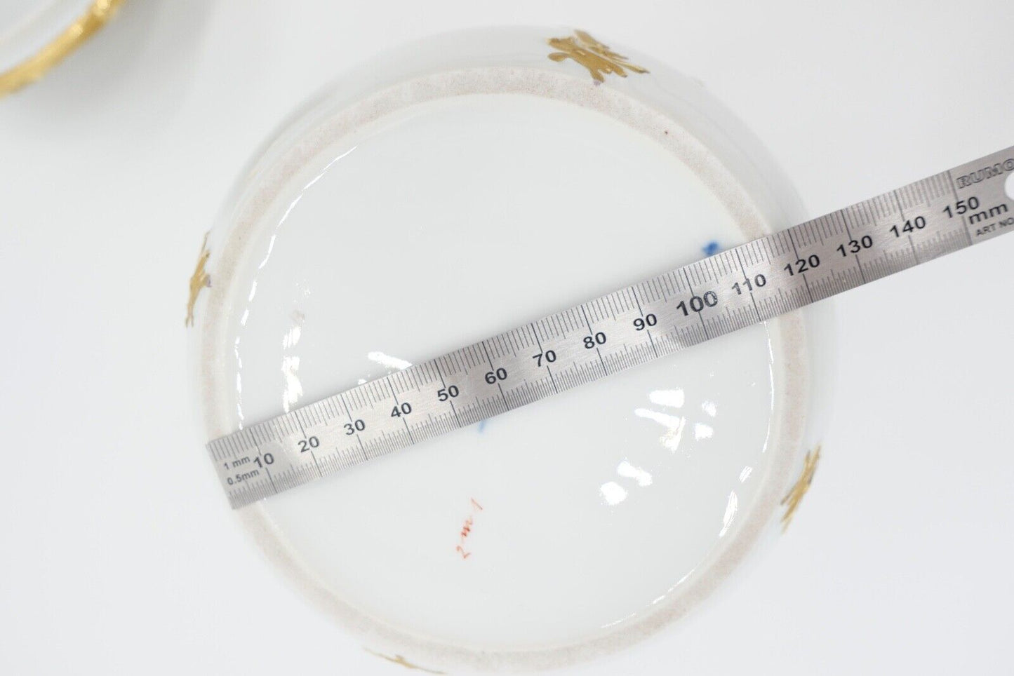 Meissen 1. Wahl Prunk Bonboniere Keksdose Deckeldose Goldrand Streublümchen Gold - Antikhandel-Stuttgart