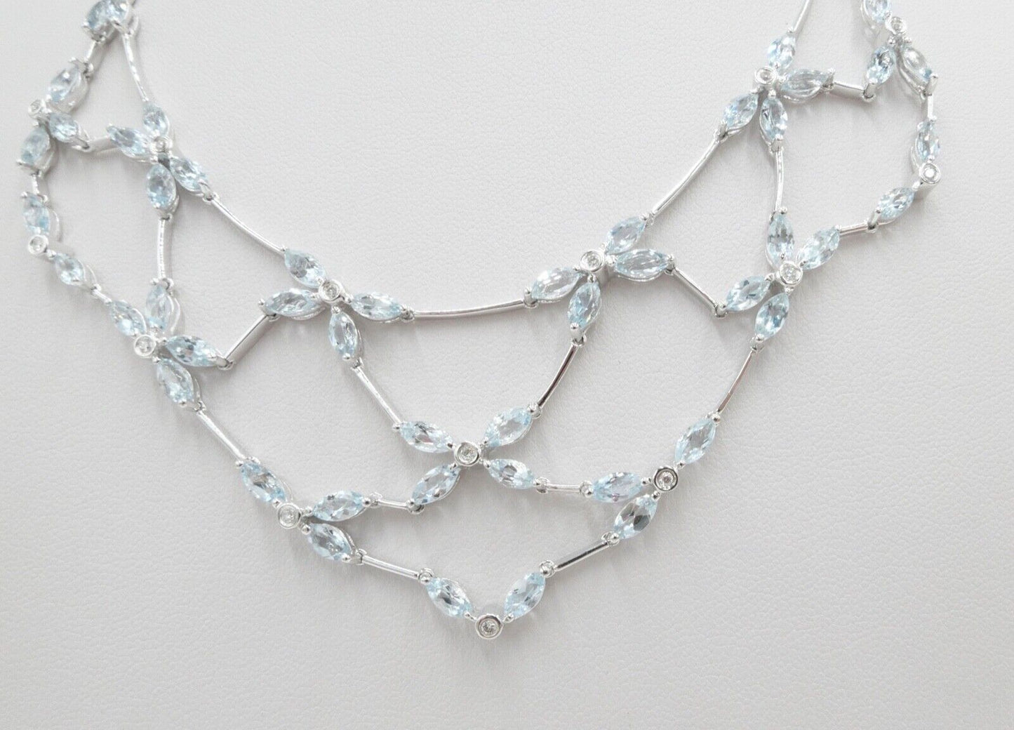 NEUwertig Auftragsarbeit Luxus Collier Brillanten Weißgold Aquamarine 585 / 14K - Antikhandel-Stuttgart