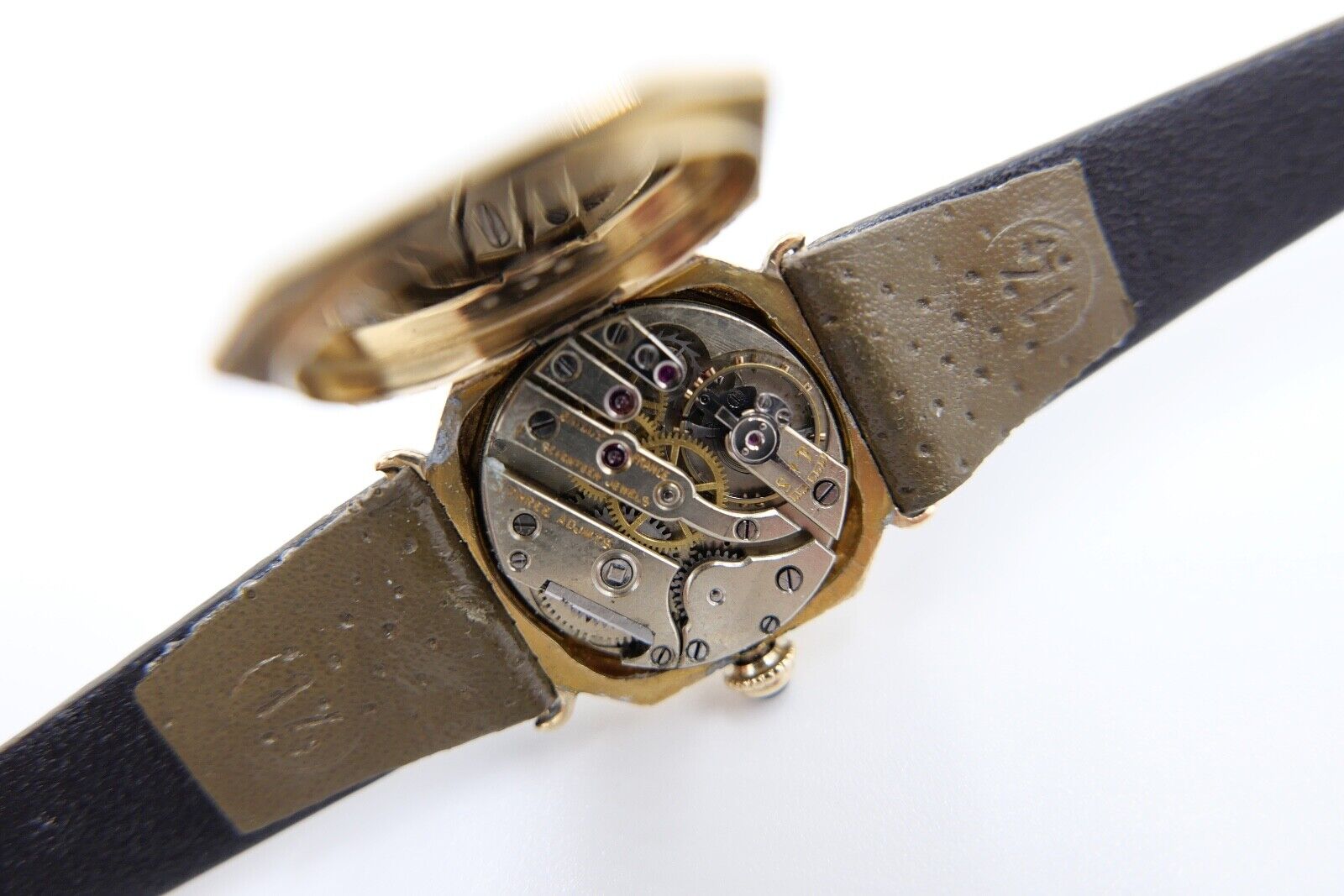 1930er Herren Damen Uhr Henry Blank & Co and Cresarrow USA 585 14K Gold Saphire - Antikhandel-Stuttgart