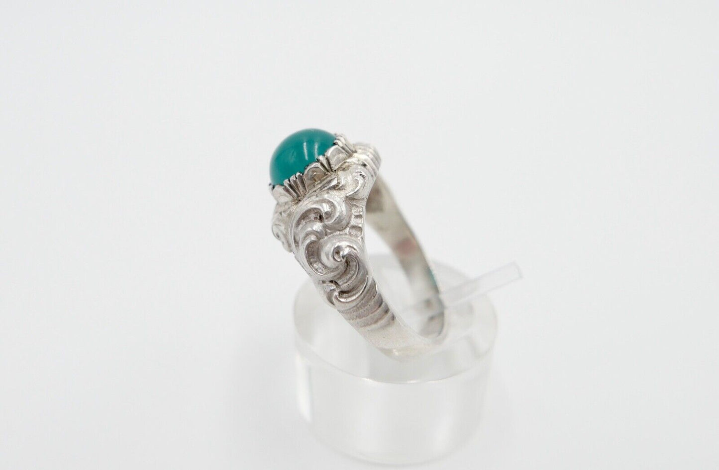 Jugendstil Silberring Damen Ring Gr. 61 Silber 835 grüner Cabochon Chrysopras - Antikhandel-Stuttgart