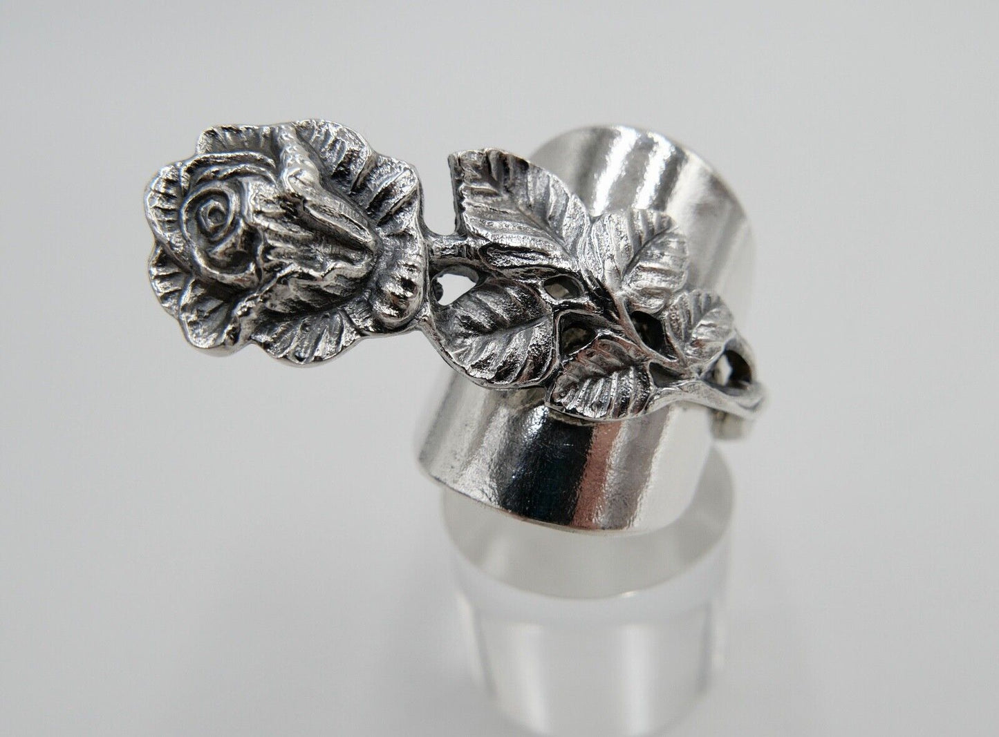 SELTENER Christoph Widmann Damenring versilbert CW 100 Gr. 61 Hildesheimer Rose - Antikhandel-Stuttgart
