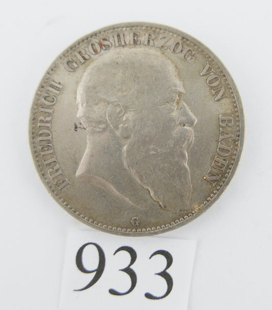 5 Mark Silbermünze Friedrich I. 1902 G Jäger J. 33 BADEN sehr schön - Antikhandel-Stuttgart