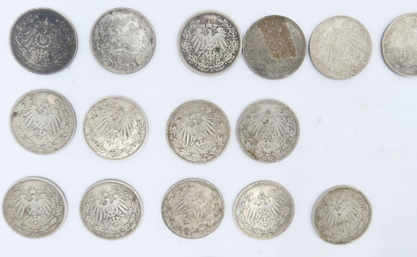 18x 1/2 Mark Jäger 16 / J.16 Silber 1905-1918 ss-stg sehr schön - Stempelglanz - Antikhandel-Stuttgart
