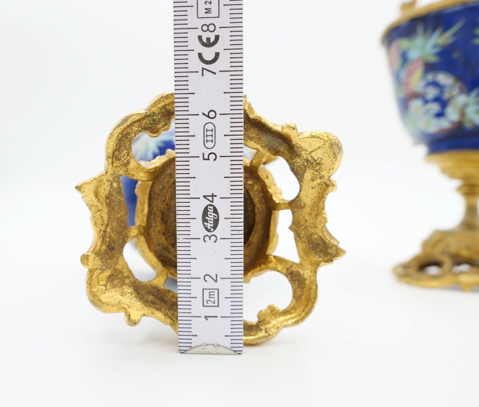 antik Mitte 19. Jhd 2x Kelch Becher Pokal feuervergoldet handbemalt Krakelee - Antikhandel-Stuttgart