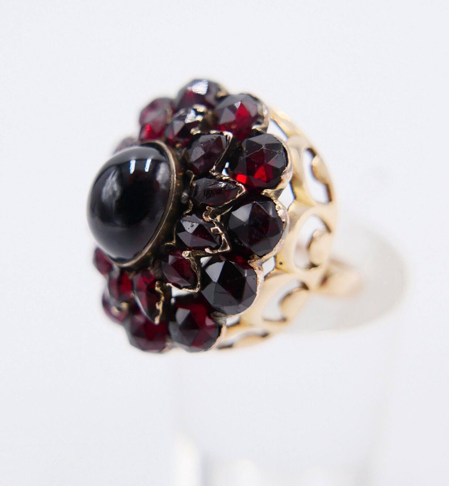 Antik Damen Granat Gelbgold Ring 585 14K Gr. 53 5,96 Ct Meisterpunze Krone - Antikhandel-Stuttgart