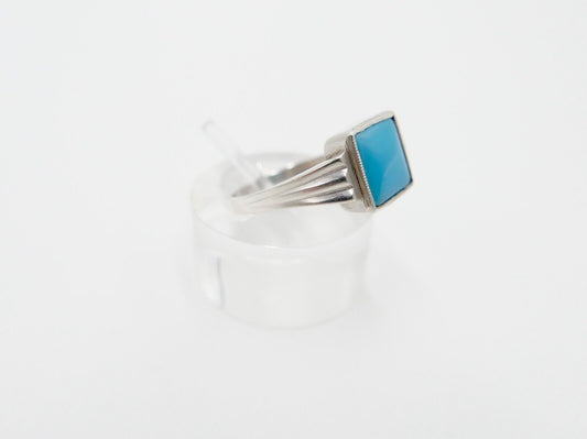 50er Jahre Damenring 800 Silber Gr. 54 mit synthetischem Türkis Ring Damen - Antikhandel-Stuttgart
