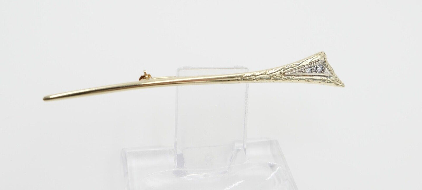 80er Jahre Brosche mit Zirkonia Gold 333 / 8K Stabbrosche - Antikhandel-Stuttgart