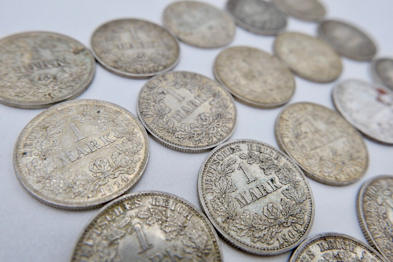19x 1 Mark 1901 1905 1909 1910 1912 1914 1915 J D G A Silbermünze Jäger J.17 - Antikhandel-Stuttgart