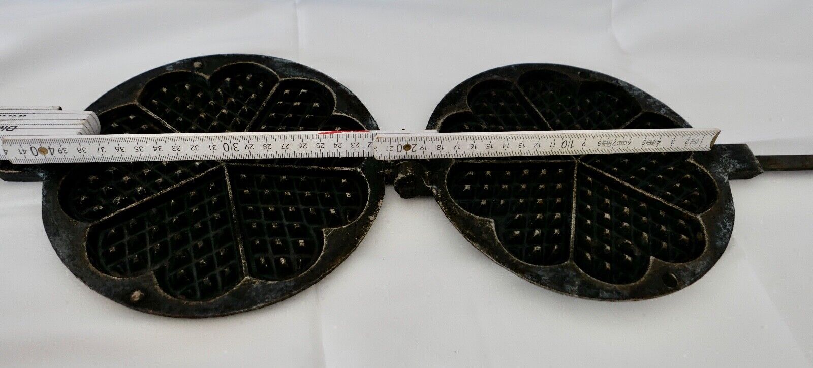 antikes Herz Waffeleisen Gusseisen D.R.G.M. 1920-1930er mit REZEPT K.F. JUNG - Antikhandel-Stuttgart