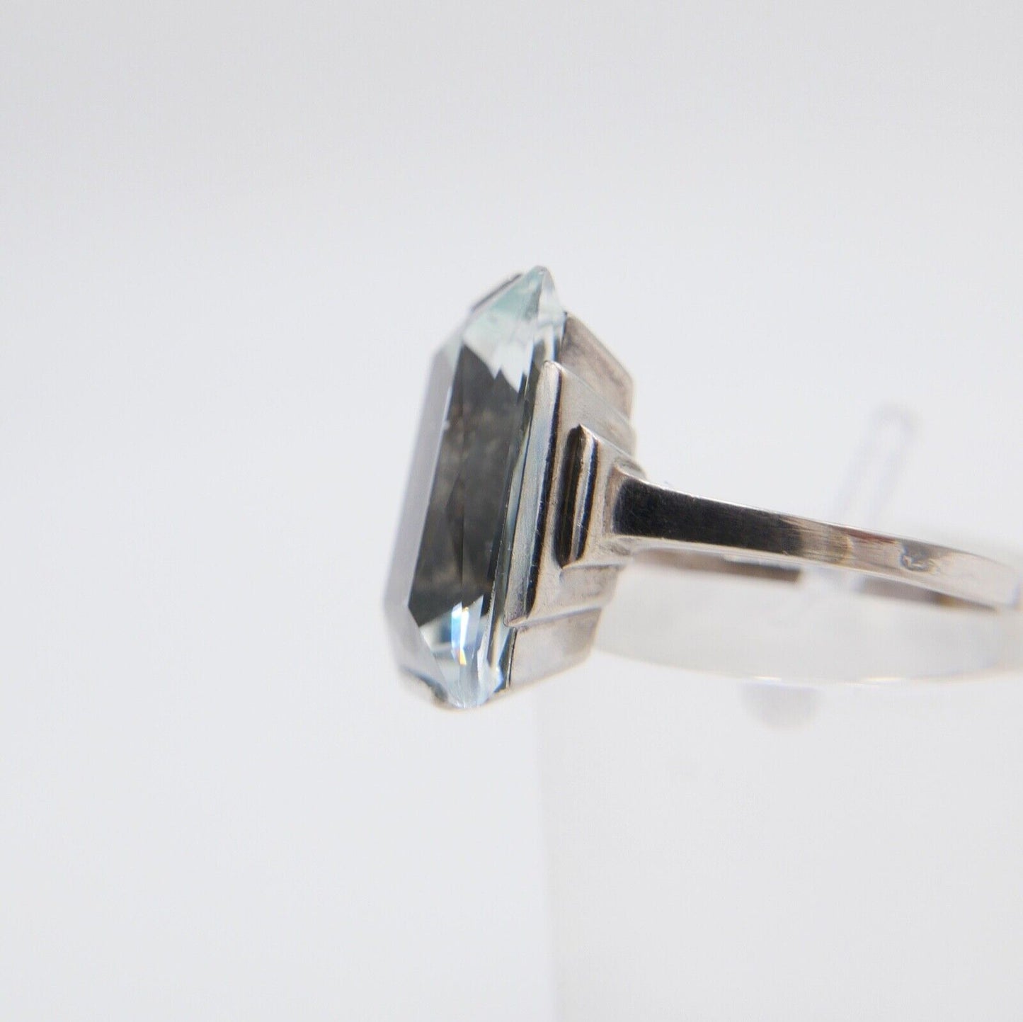 13 Ct Solitär Weißgold Gold Damen Ring 585 14K Natürlicher Aquamarin Gr53-54 TOP - Antikhandel-Stuttgart