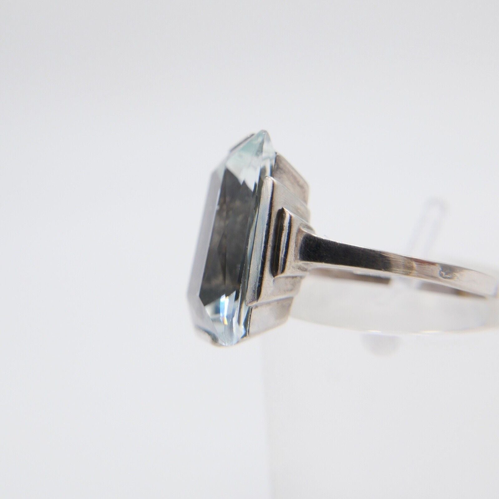 13 Ct Solitär Weißgold Gold Damen Ring 585 14K Natürlicher Aquamarin Gr53-54 TOP - Antikhandel-Stuttgart