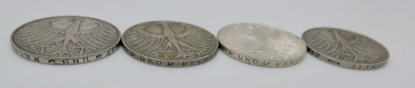4x 5 DM 1951 J.387 Silbermünzen Silberadler Heiermann Komplettsatz D F G J - Antikhandel-Stuttgart