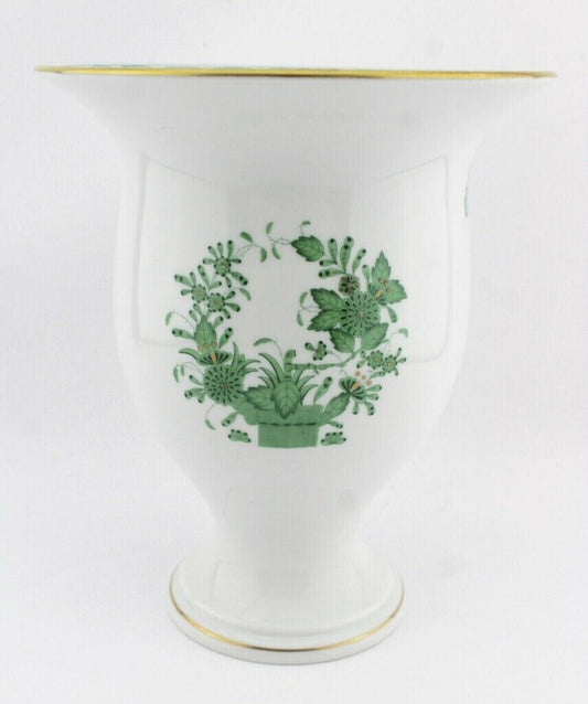 Herend Hungary Porzellan Vase 7178 " Indischer Blumenkorb " Grün 20 cm - Antikhandel-Stuttgart