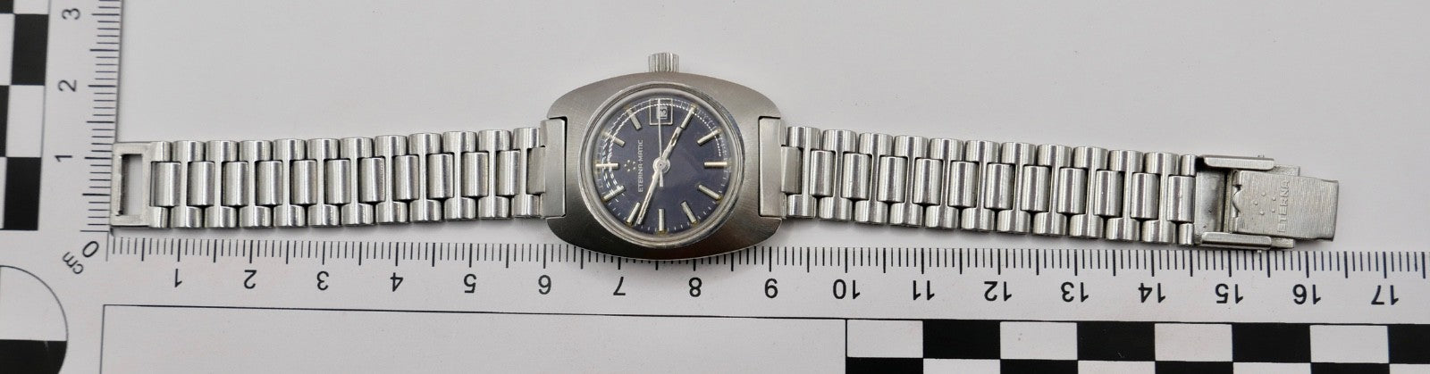 70er Eterna-Matic Damenuhr Automatic Orig Band blaues Zifferblatt 154T Cal 12671