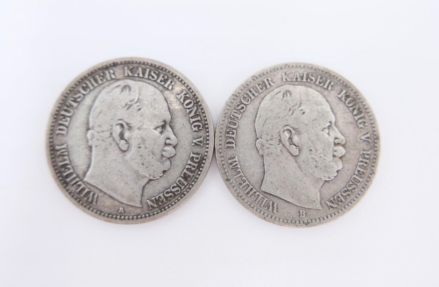 2x 2 Mark 1876 A + B " Wilhelm König von Preussen " ss - vz Jäger J.96 Silber - Antikhandel-Stuttgart