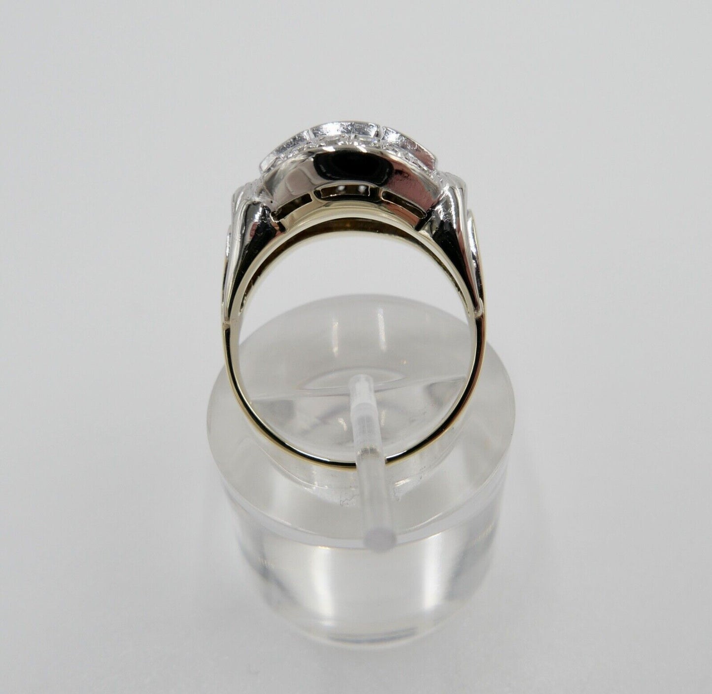 1980er Alter Bicolor Gold Diamant Brillant Damen Ring 0,90 Ctw 585 14K Gr.56 - Antikhandel-Stuttgart