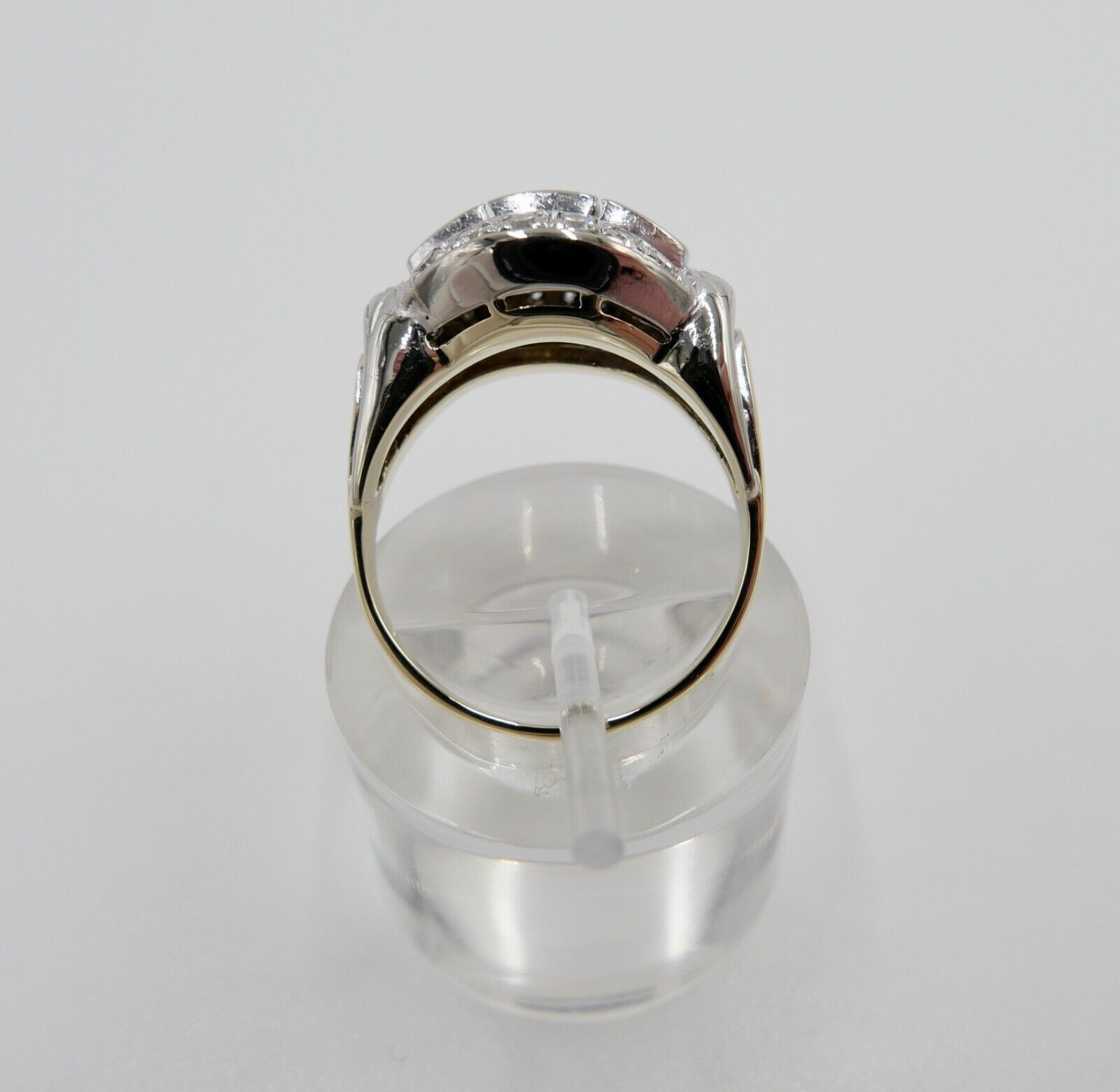 1980er Alter Bicolor Gold Diamant Brillant Damen Ring 0,90 Ctw 585 14K Gr.56 - Antikhandel-Stuttgart