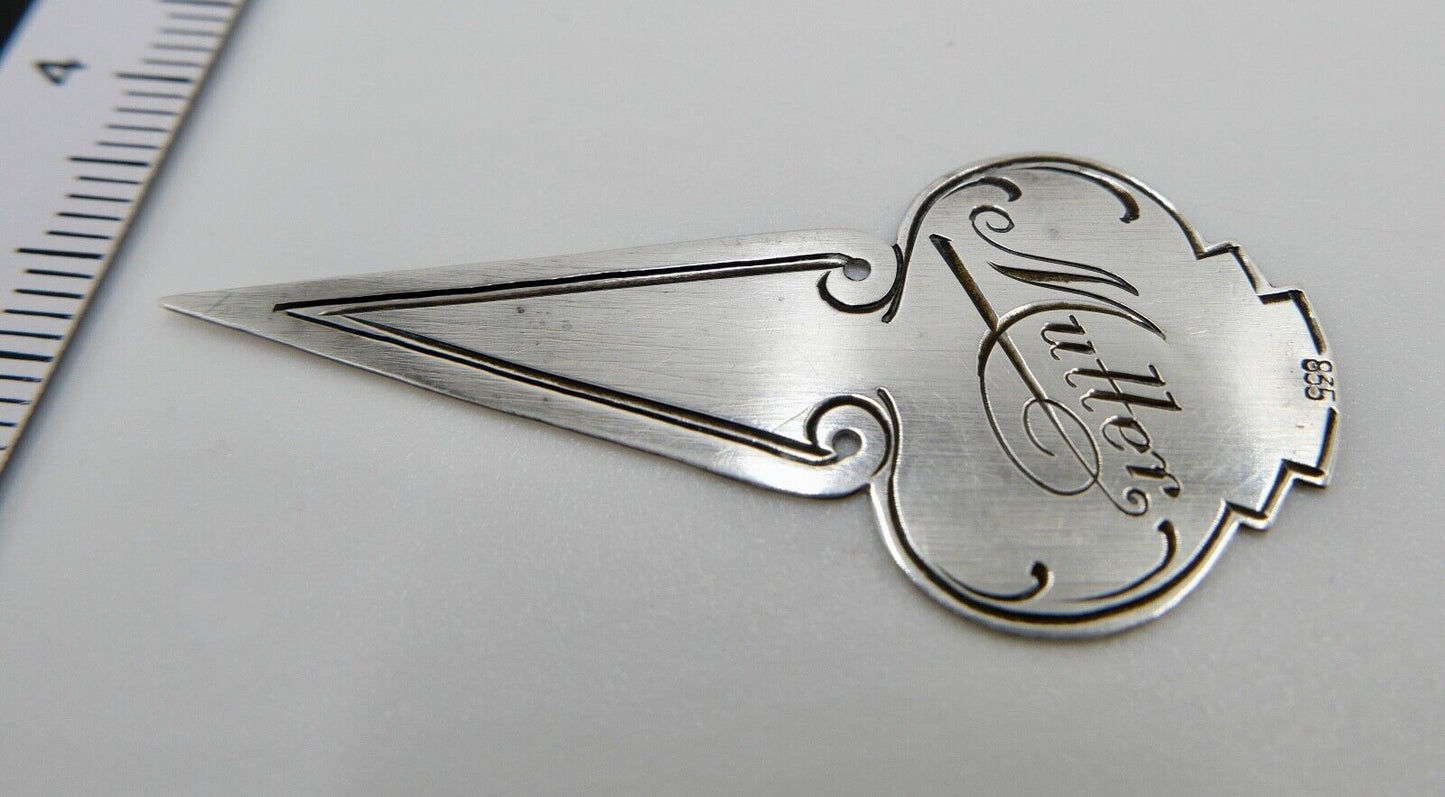 Altes LESEZEICHEN in 835 Silber mit Gravur MUTTER & GH - Antikhandel-Stuttgart