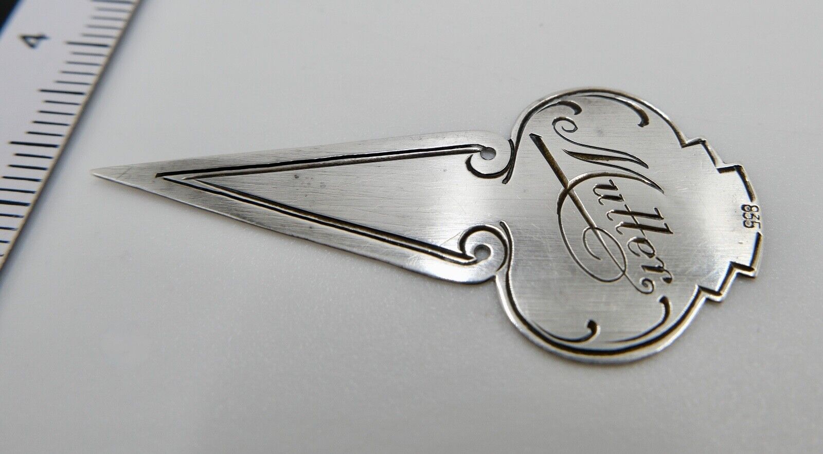 Altes LESEZEICHEN in 835 Silber mit Gravur MUTTER & GH - Antikhandel-Stuttgart