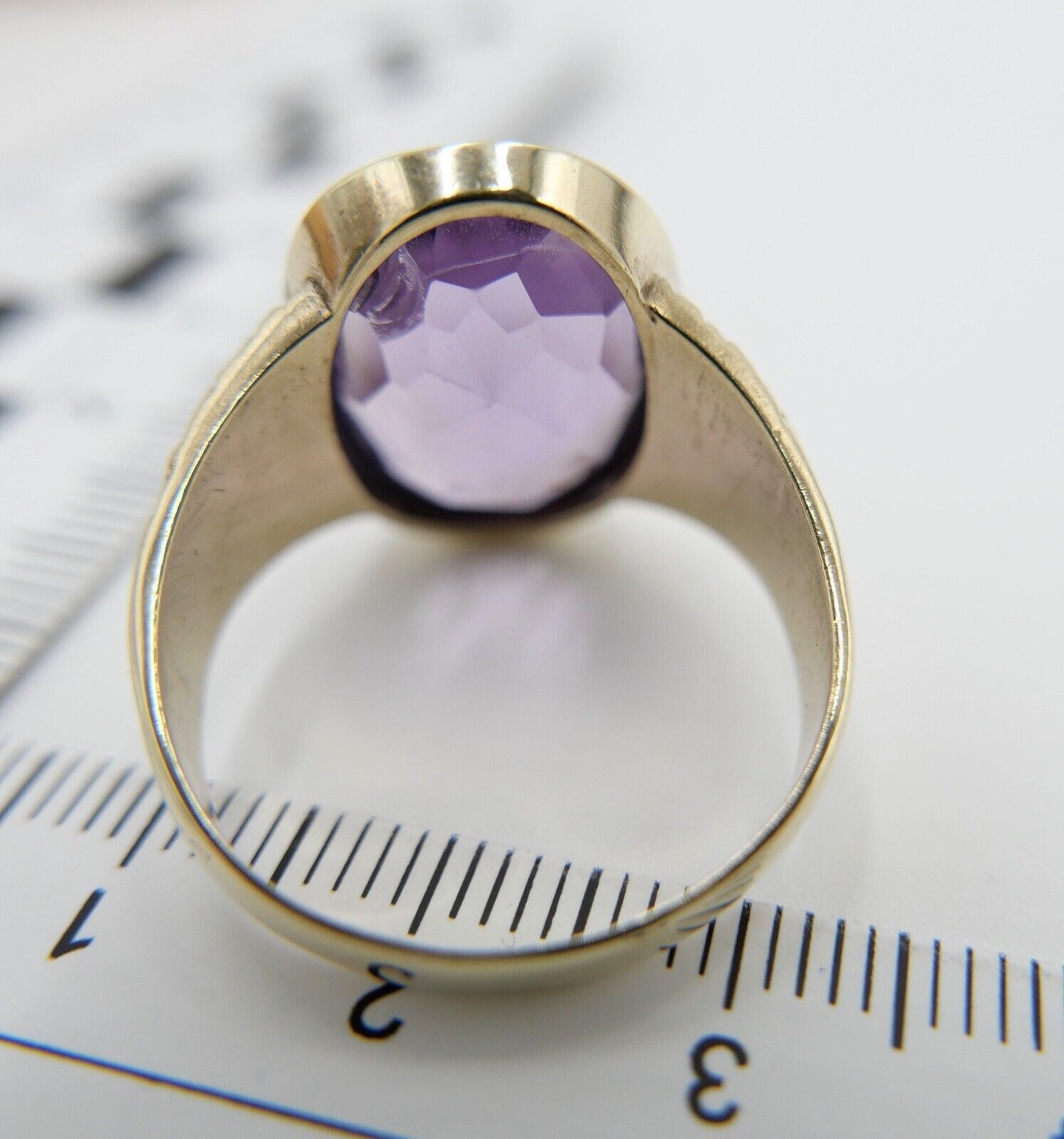 Antiker Jugendstil Damen Gold Ring 9K 375 Gr. 64 mit 14 Ct großem Lila Amethyst - Antikhandel-Stuttgart