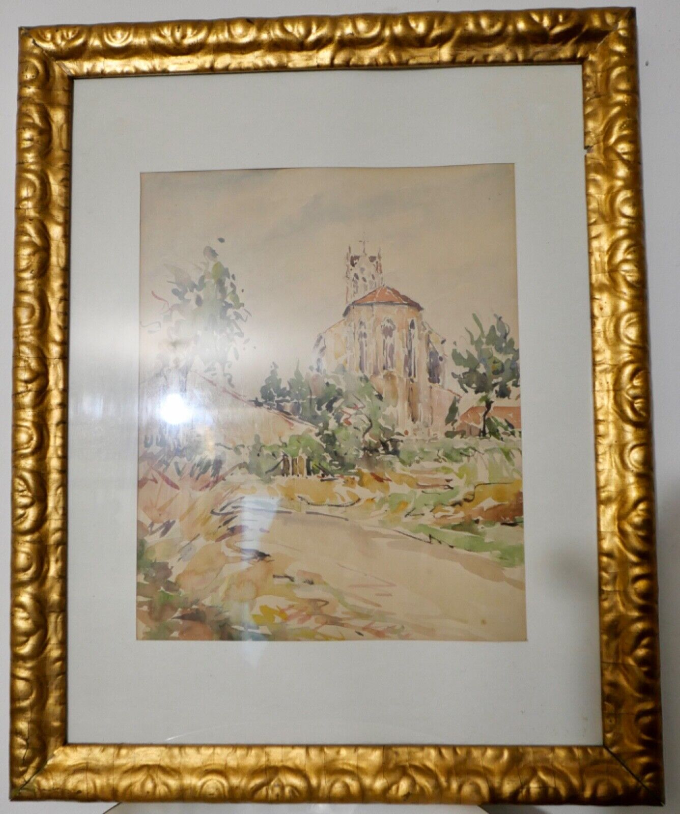 Aquarell signiert 62x49 cm mit Rahmen LANDSCHAFT - Antikhandel-Stuttgart