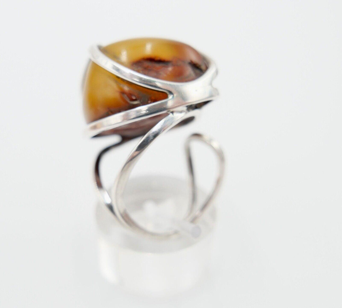 Bernstein Designer Ring Gr. 56 Silber 925 - Antikhandel-Stuttgart